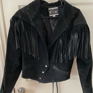 Black fringe 80s jacket